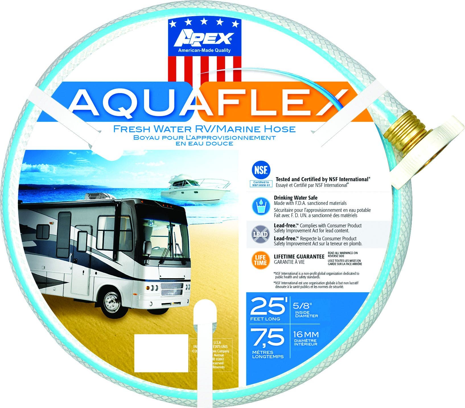 Teknor Apex 850325 Aquaflex 5/8" X 25' Hose  Aquaflex (R) Fresh Water Hose