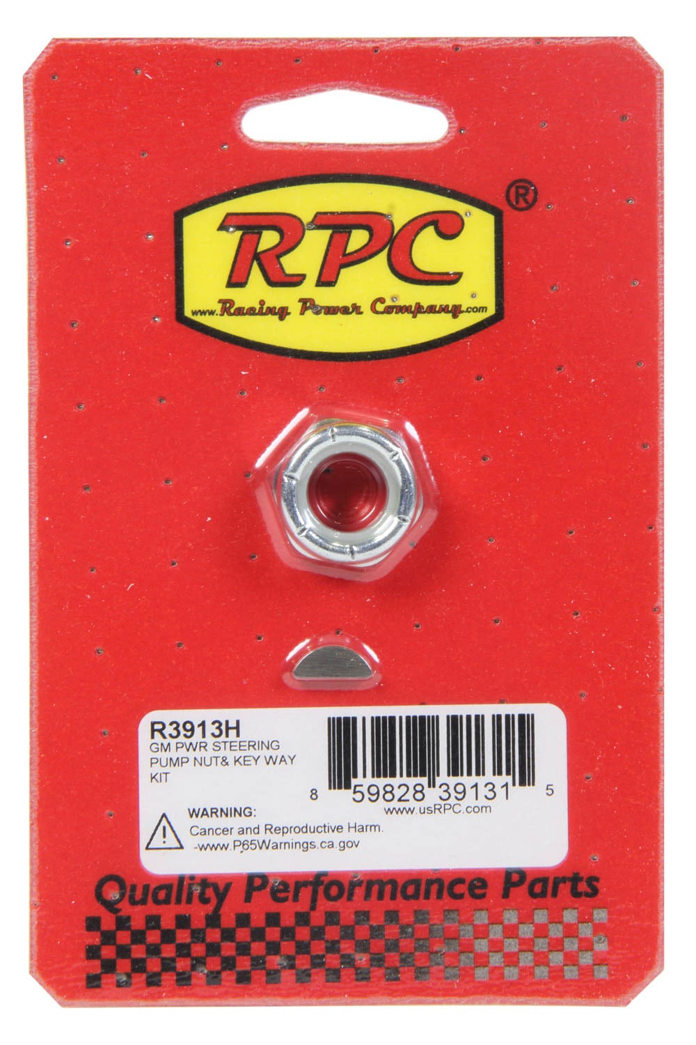 Racing Power R3913h Gm Power Steering Pump Nut & Key Way Set (Standard Ams 404