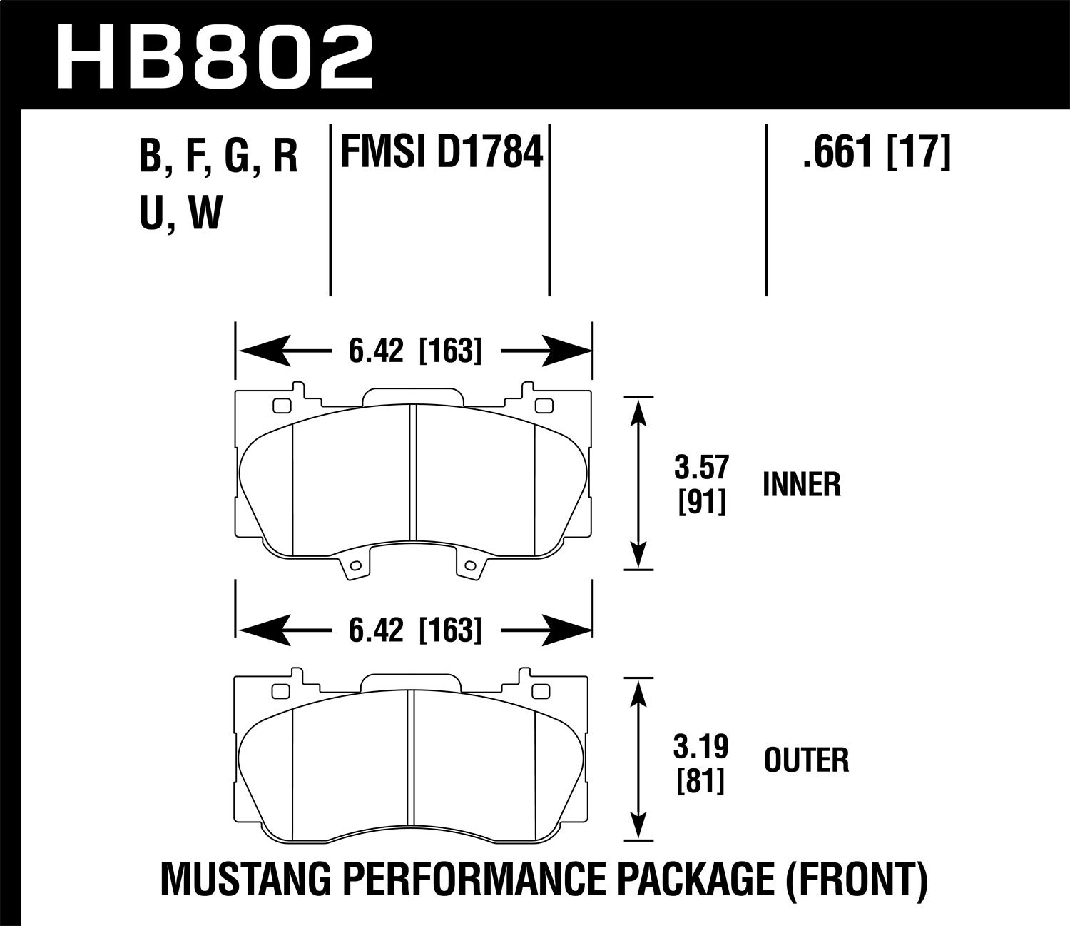 Hawk Performance Hb802g.661 Dtc-60 Disc Brake Pad Fits 15-19 Mustang   Dtc-60