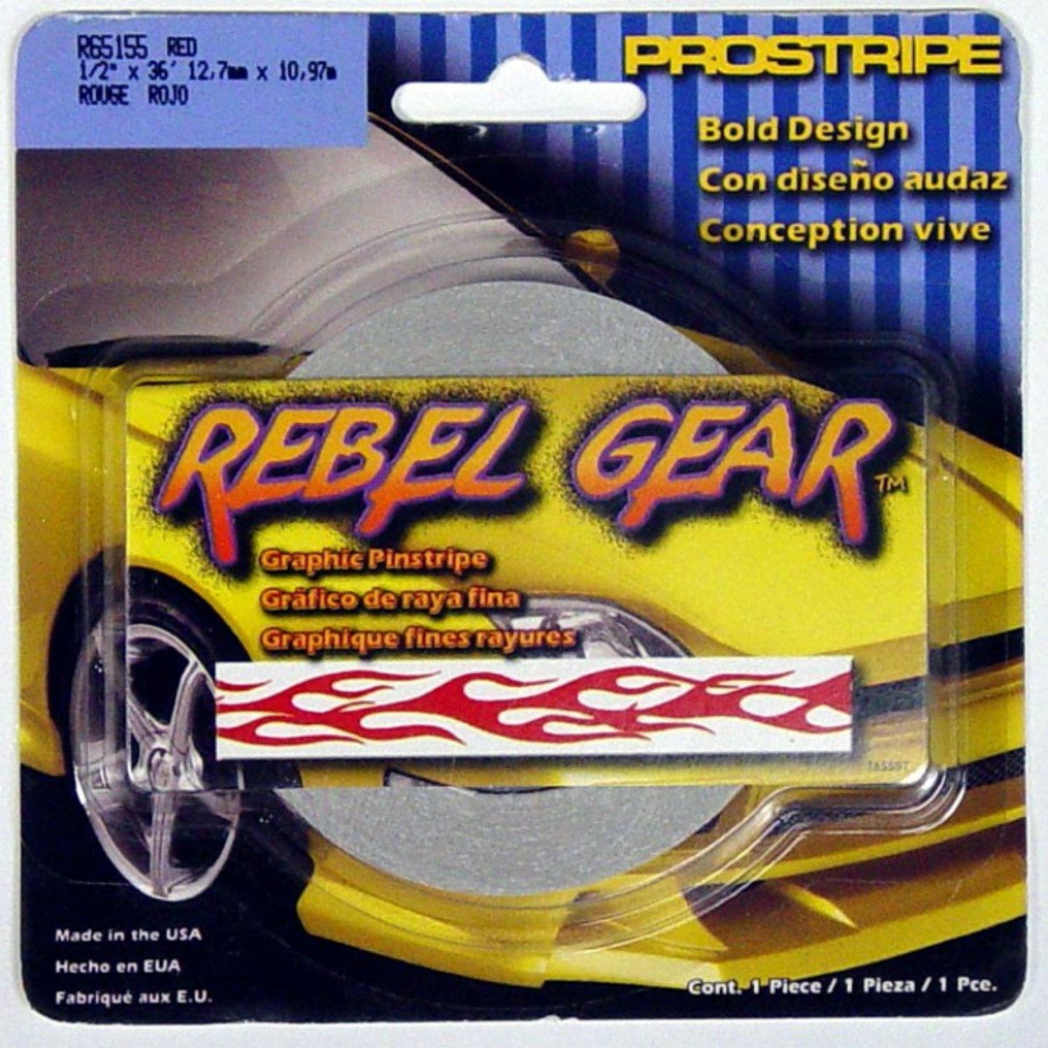Trimbrite R65155 Rebel Flame/Red 1/2"" X36'   Pinstripe Tape Rebel Gear (Tm);