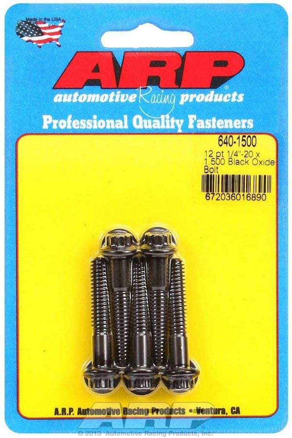 Arp 640-1500 Black Oxide 1/4-20" Rh Thread 1.500" Uhl 12-Point Bolt With 5/16"