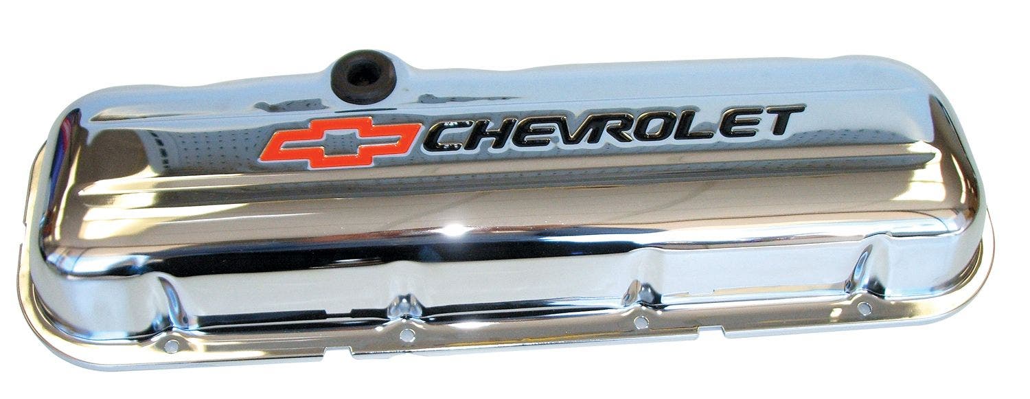 Gm 141-812 Bowtie Bb Chevy Chrome Valve Covers, Short  Parts 141-782 Valve Cover