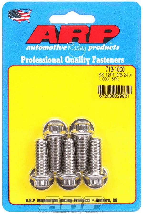 Arp 713-1000 Stainless Steel 3/8-24" Fine Rh Thread 1.000" Uhl 12-Point Bolt