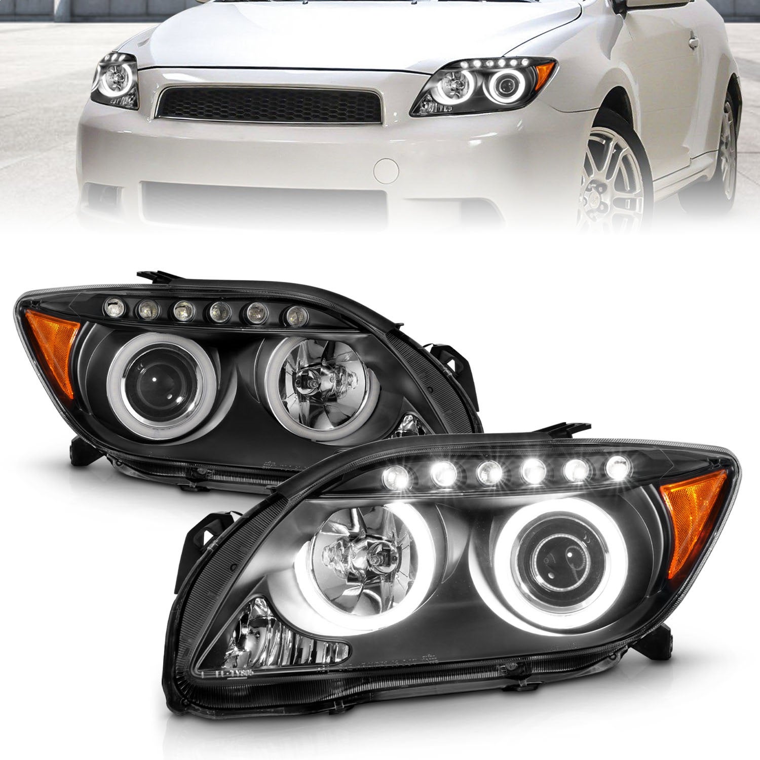 Anzo Usa 121119 Projector Headlight Set W/Halo Fits 05-10 Tc   Projector
