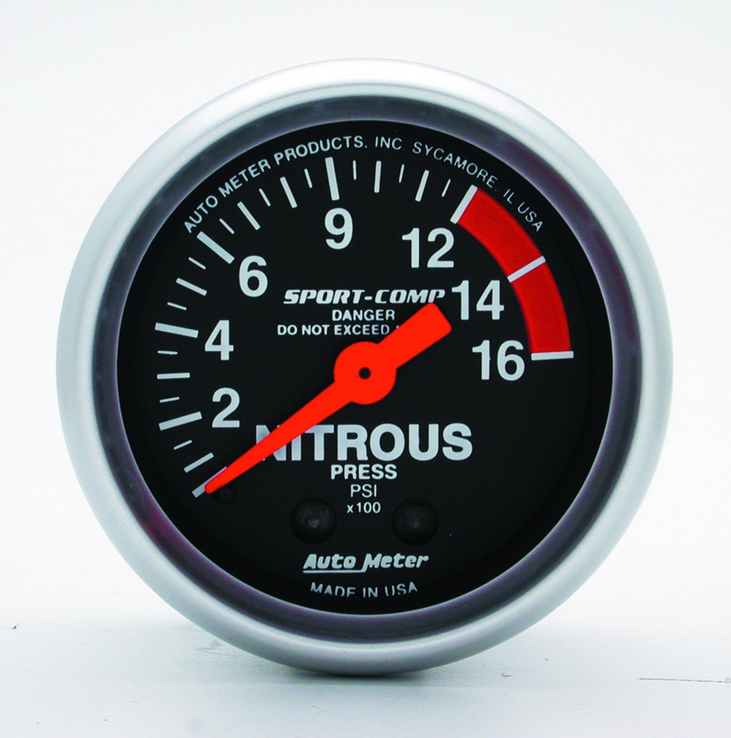 Autometer 3328 Sport-Comp Mechanical Nitrous Pressure Gauge Auto Meter Products