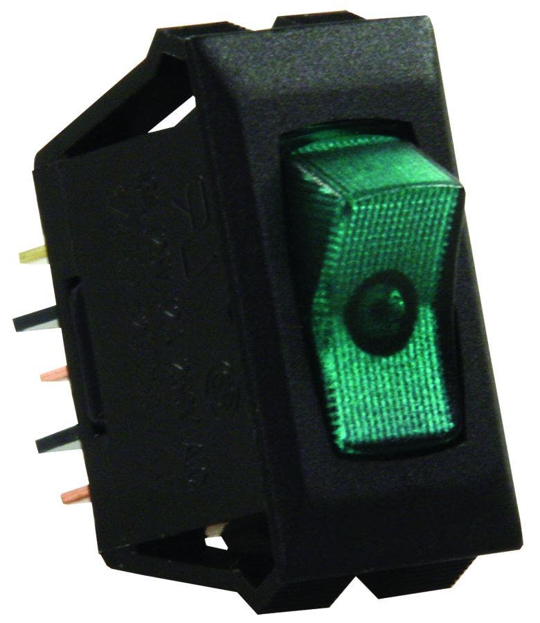 Jr Products 13695 Green/Black Spst Illuminated On/Off Switch   Multi Purpose