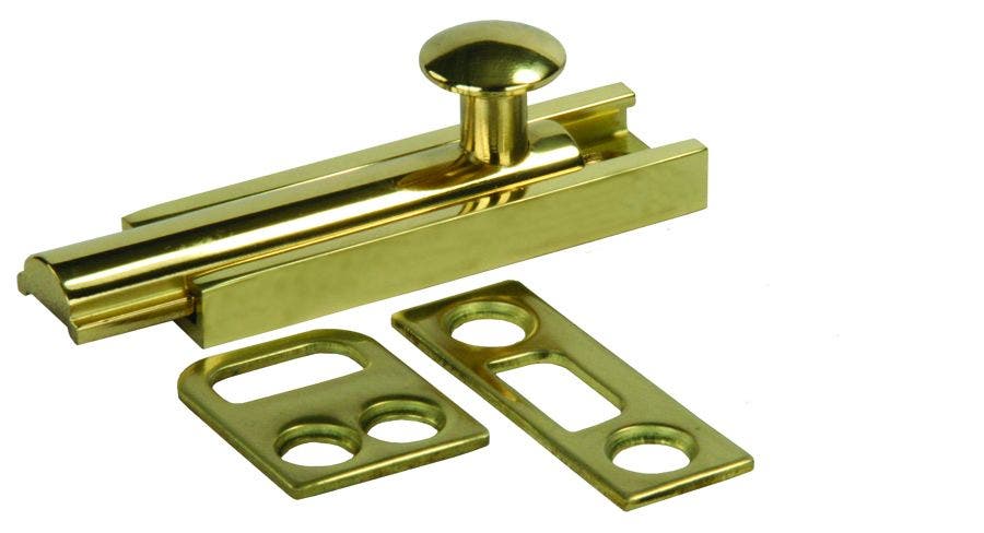 Jr Products 20635 Brass Surface Bolt   Entry Door Latch; Type - Drive-In Latch,