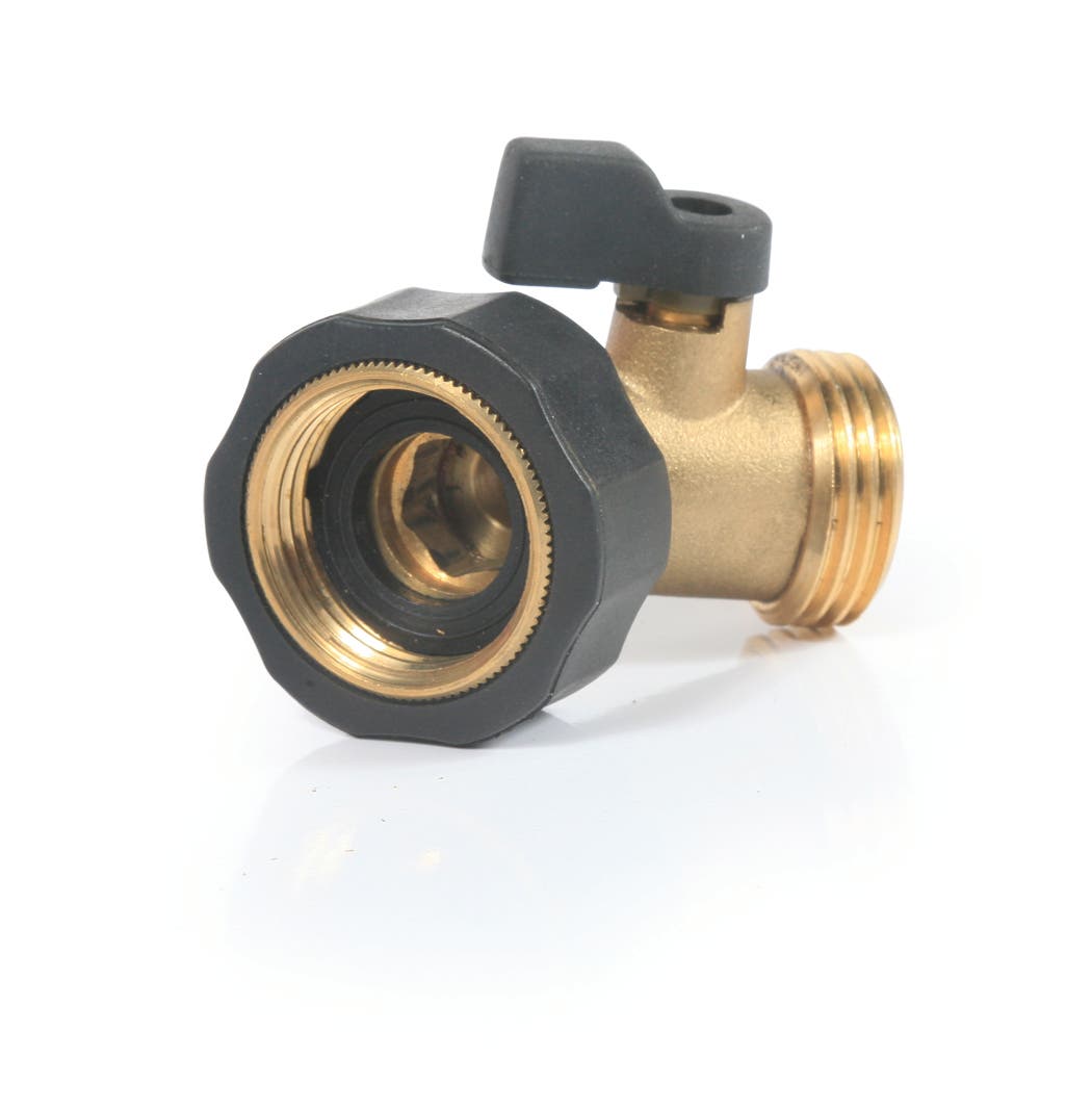 Camco Stainless Steel Solid Brass Water 45 Degree Valve- Easy Grip Valve Handles