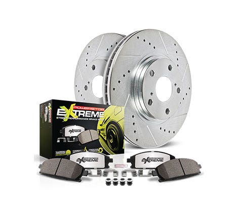 Power Stop K5957-26 Front Z26 Carbon Fiber Brake Pads With Drilled & Slotted