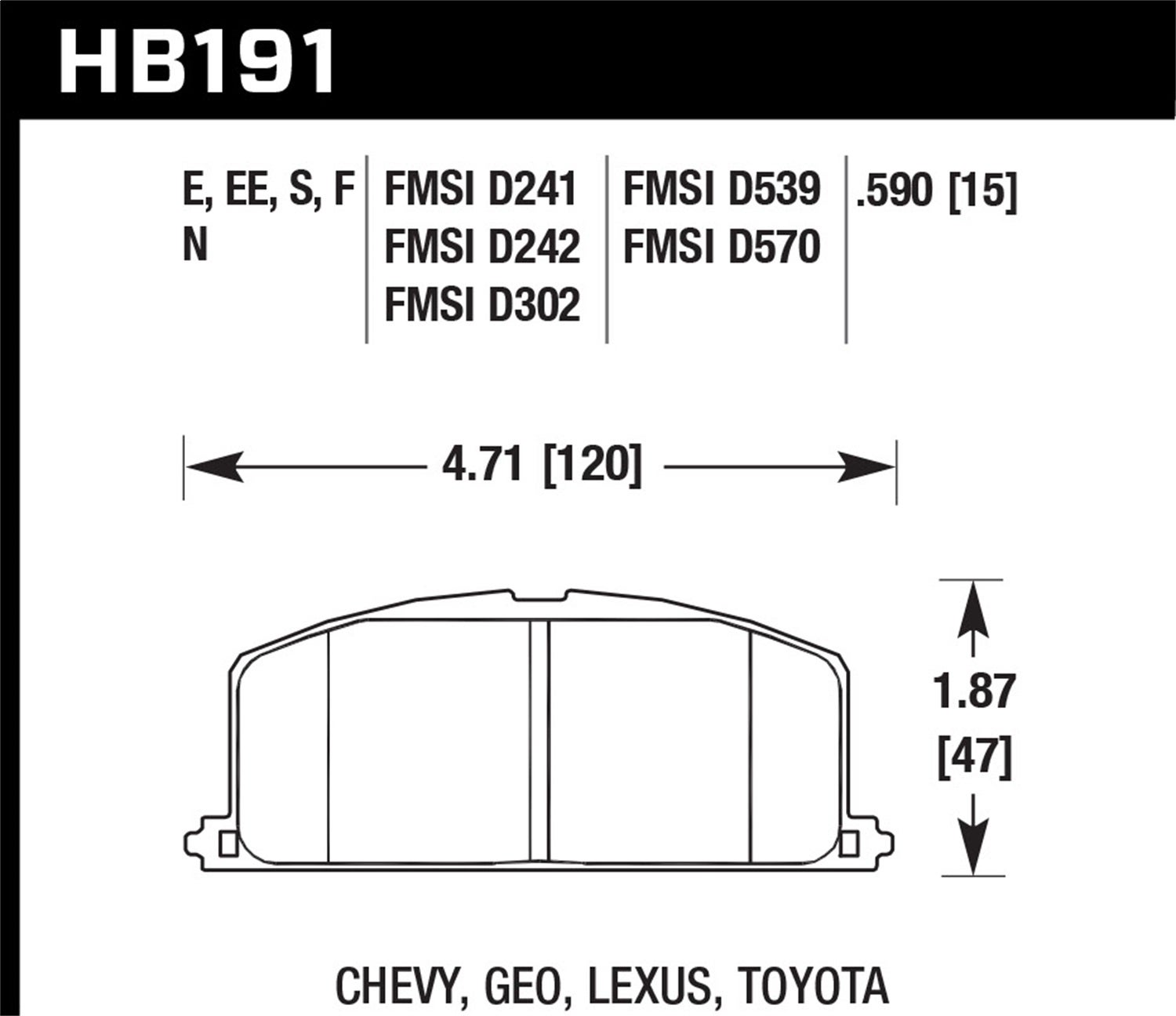 Hawk Performance Hb191e.590 Blue 9012 Disc Brake Pad   Blue 9012 Disc Brake Pad