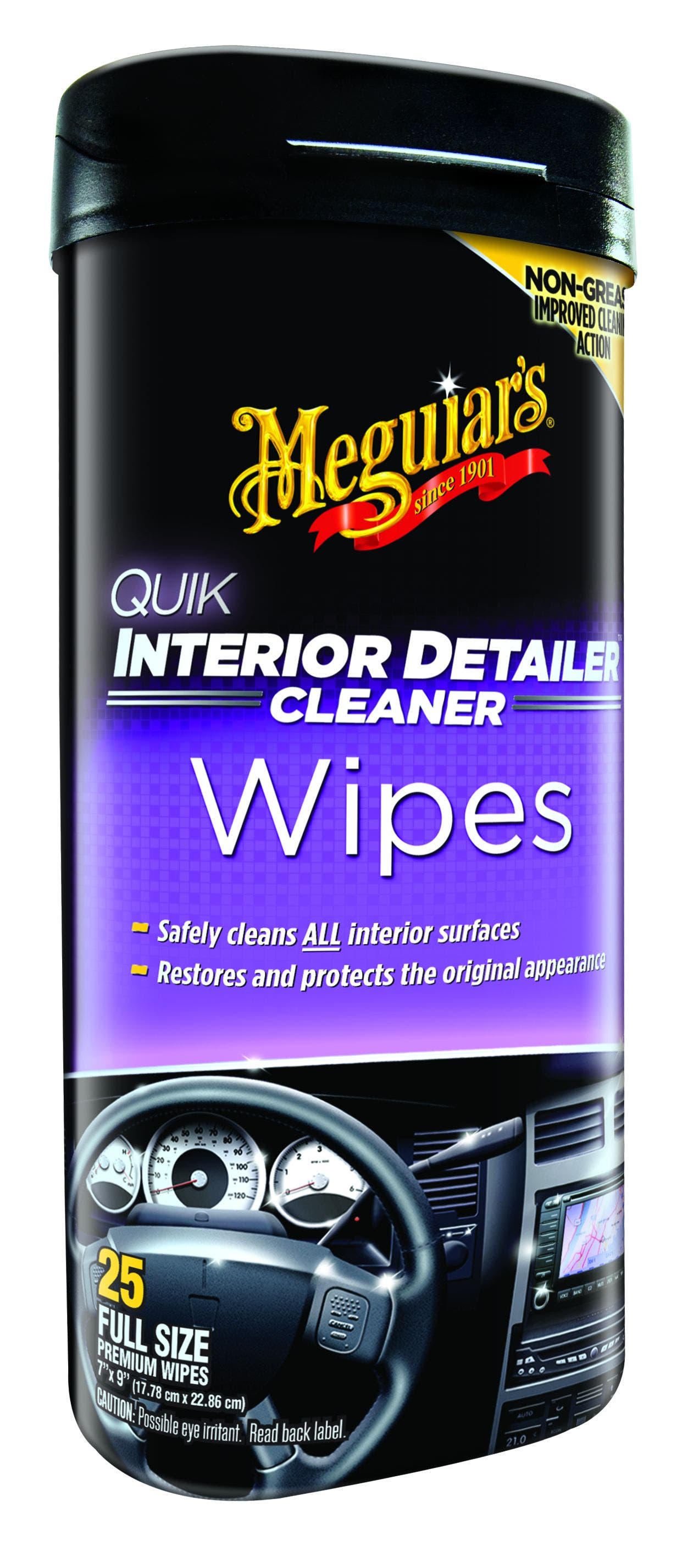 Meguiar's Quik Interior Detailer Wipes 25 - 7" X 9" One Step Cleaning And