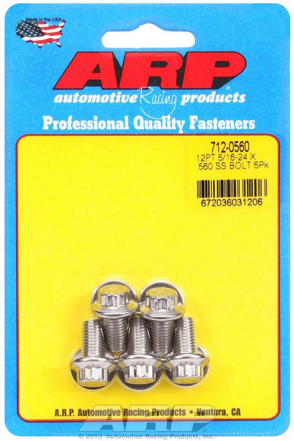 Arp 712-0560 Stainless Steel 5/16-24" Fine Rh Thread 0.560" Uhl 12-Point Bolt