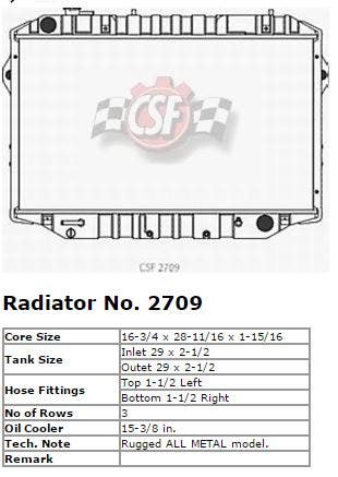 Csf 2709: Radiator Toyota Land Cruiser 4.0L 1992-1988 Csf : Radiator Toyota Land