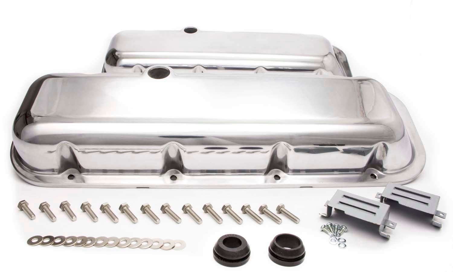 Racing Power Company R6231-2 Short Plain Polished Aluminum Valve Cover For Big