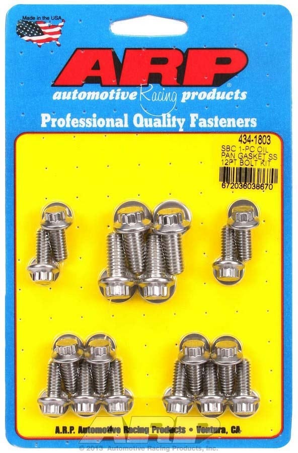 Arp 434-1803 12-Point Stainless Steel Oil Pan Bolt Kit For Small Block Chevy Arp