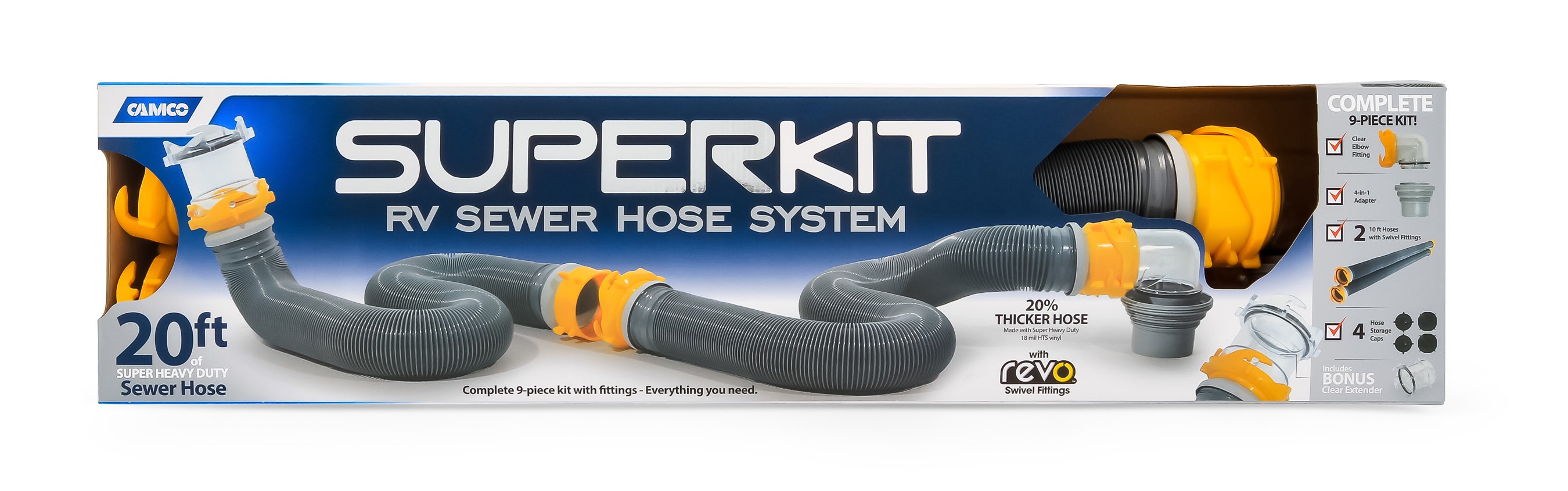 Super Kit 20' Sewer Hose   Sewer Hose Super Kit; Extended Length - 20 Foot,