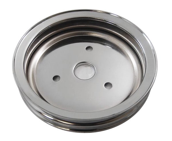 Racing Power Company R9603 Chrome Swp Double Groove Crank Pulley For Small Block