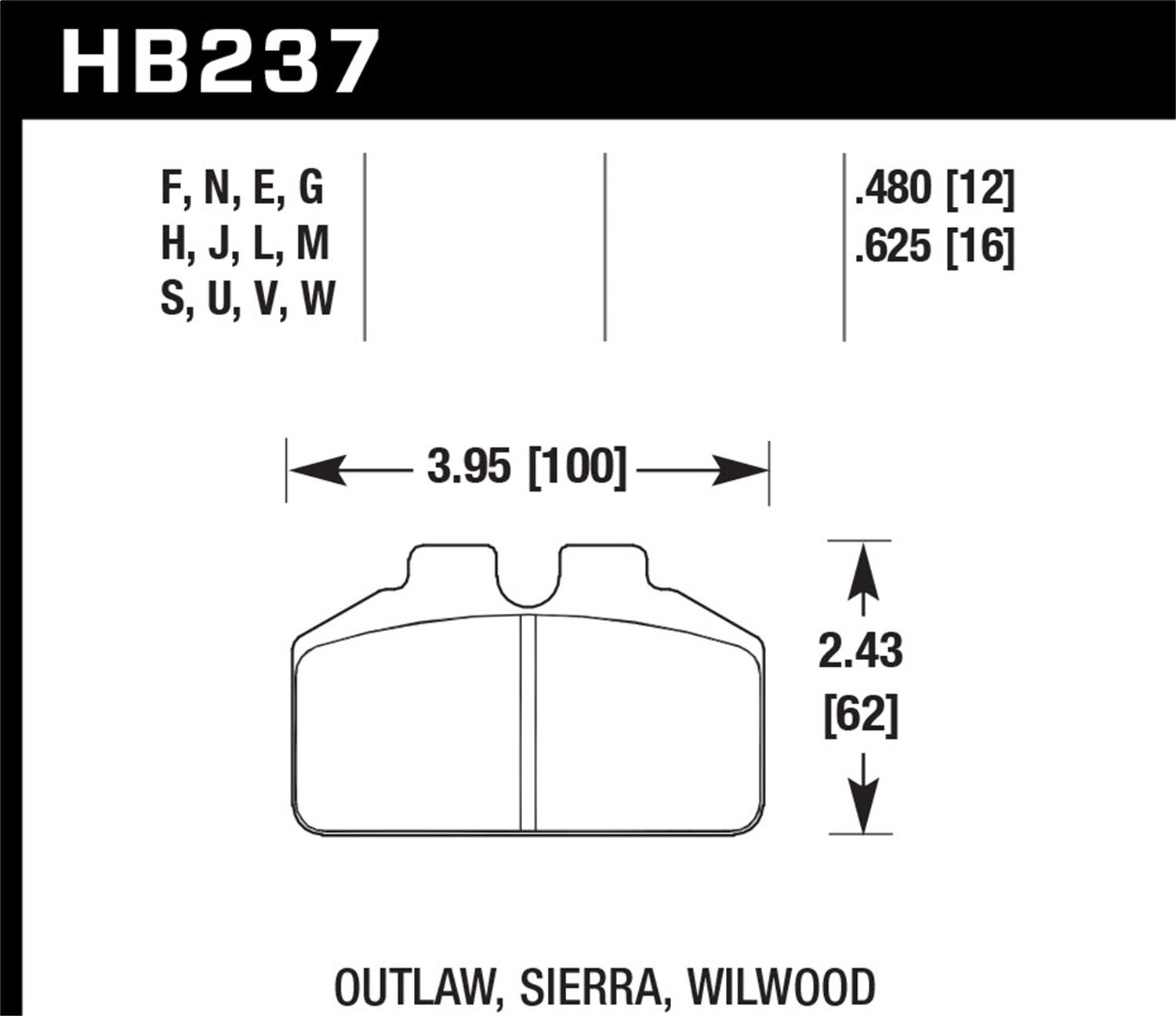Hawk Performance Hb237m.480 Black Disc Brake Pad   Black Disc Brake Pad