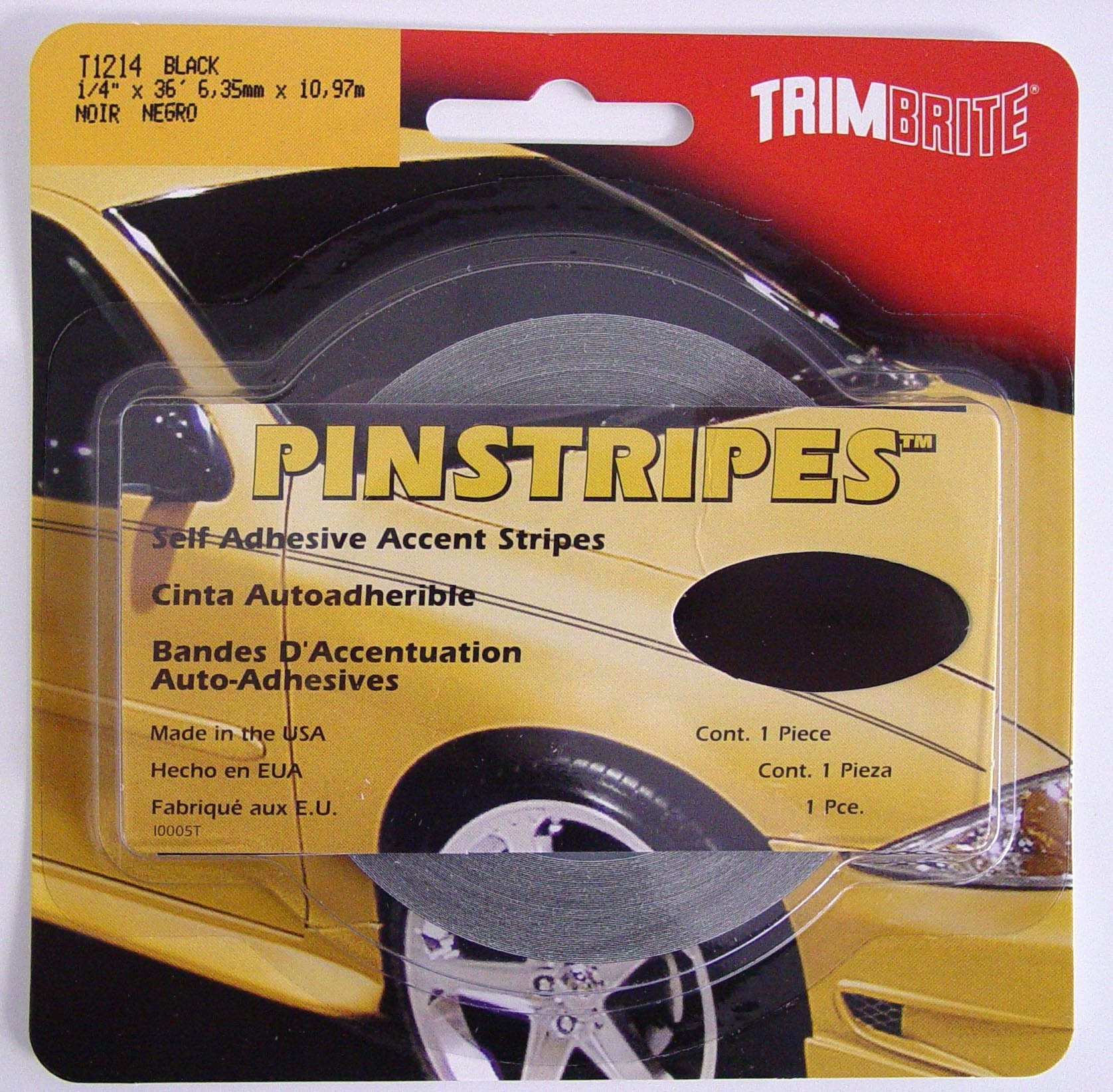 Trimbrite T1214 Trim Stripe 1/4 Pin Black   Pinstripe Tape; Style - Single Solid