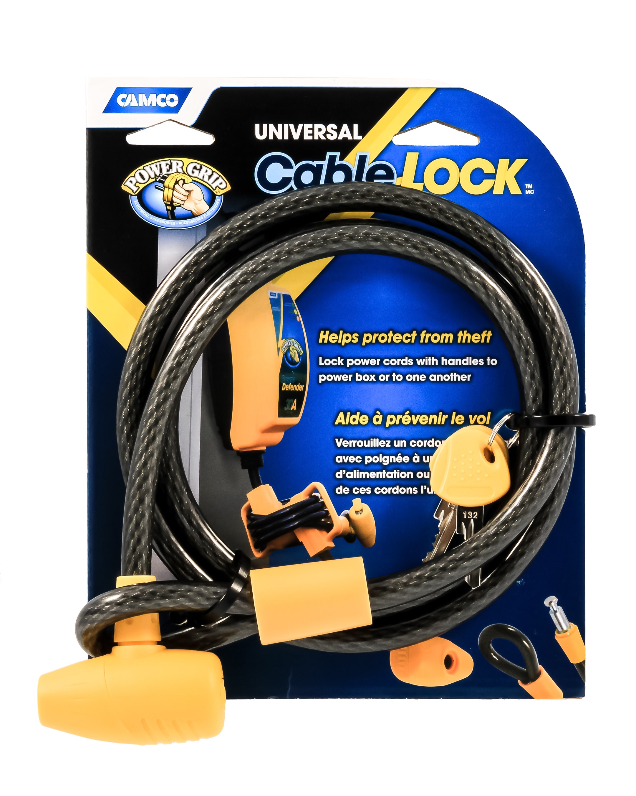 Camco Powergrip 60" Cable Lock With Retractable Key Cover - Secures Your