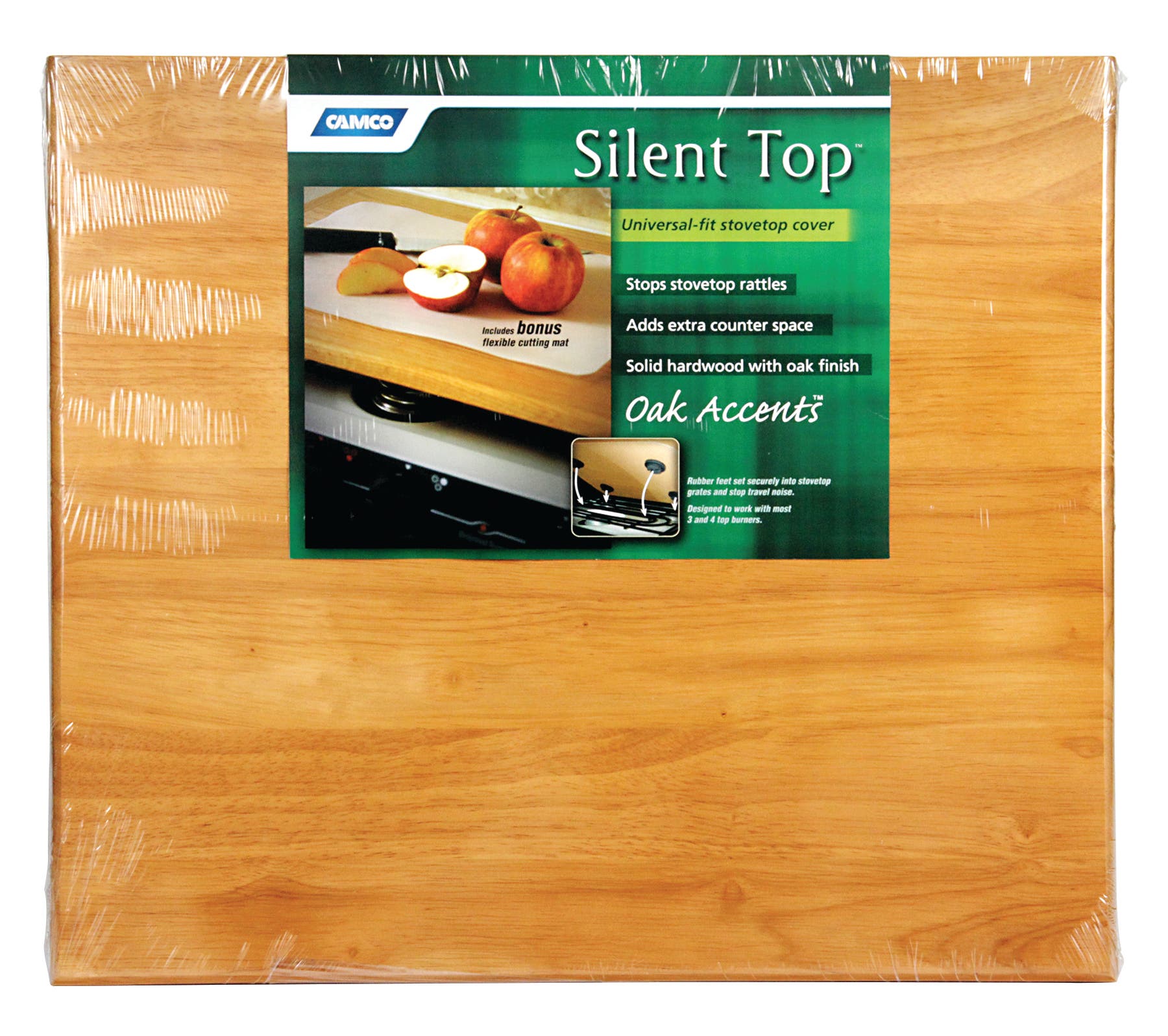 Camco 43521 Universal Stove Top Cover   Features An Oak Finish   19-1/2" (L) X