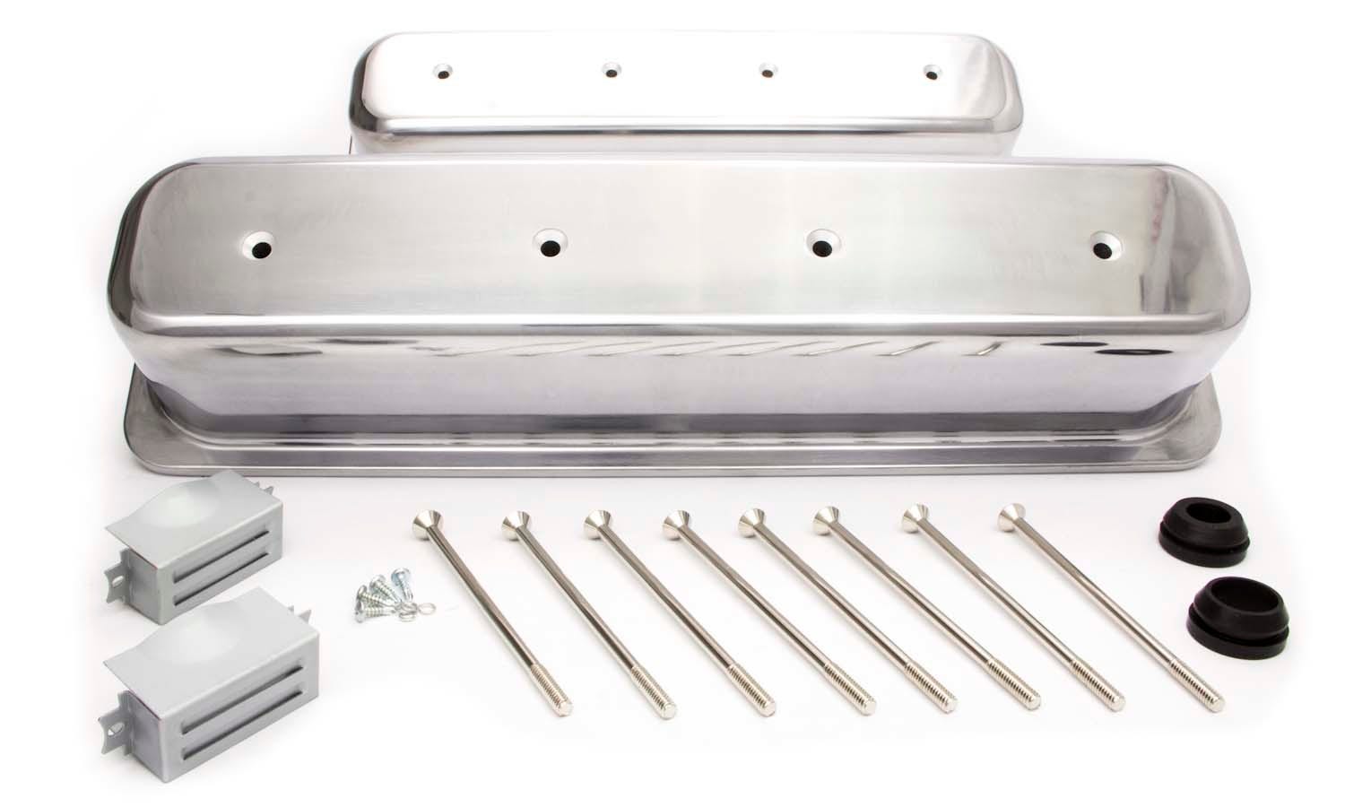 Racing Power R6046 Pol. Alum Center Bolt Tall Valve Cover-Plain W/O Hole &