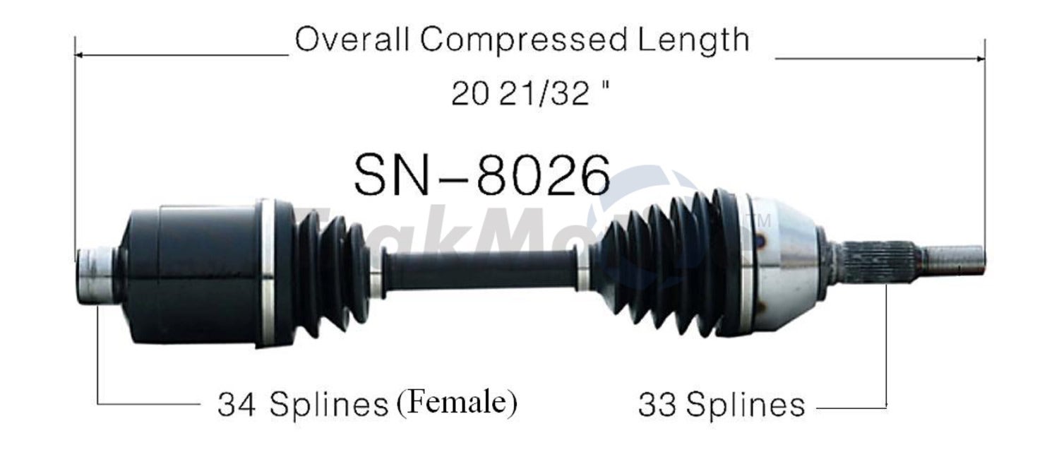 Trakmotive Cv Axle Shaft P/N:Sn-8026  Cv Axle Shaft P/N: