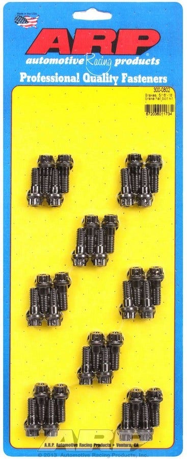Arp 300-0802 Black Oxide 5/16-18" Thread 0.850" Uhl 12-Point Brake Hat Bolt Kit