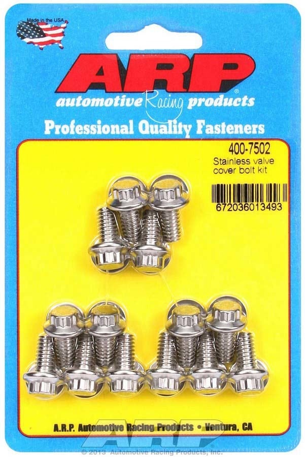 Arp 4007502 12-Point Style Valve Cover Bolts, Polished Stainless Steel, Package