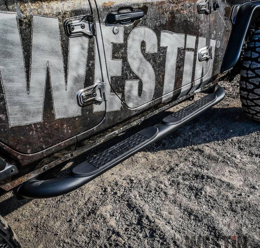 Westin 21-4065 Textured Black Platinum Oval Nerf Step Bars Wrangler Jl