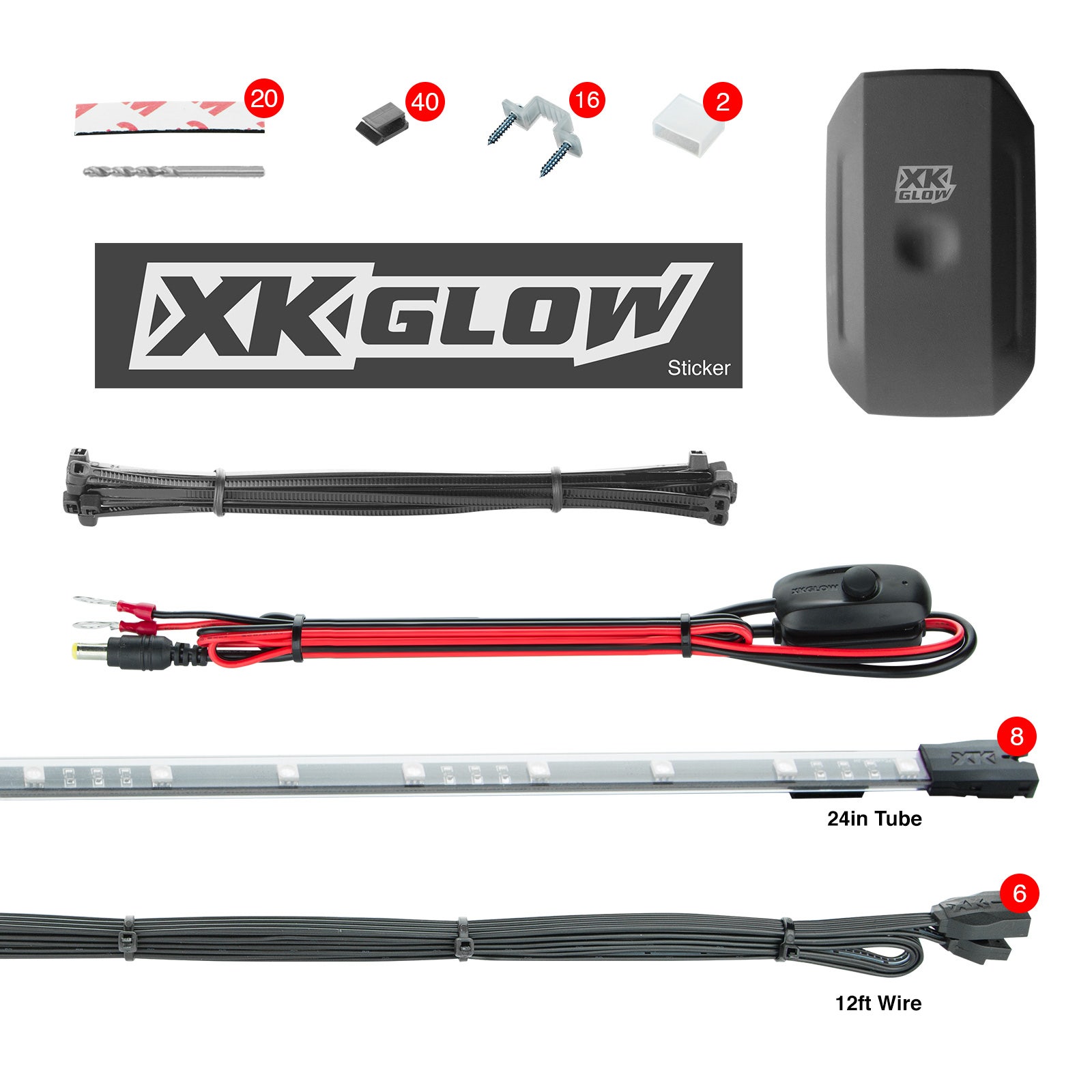 8Pc 24" Tube Under Glow Xkchrome App Control Under Car Led Accent Light Kit