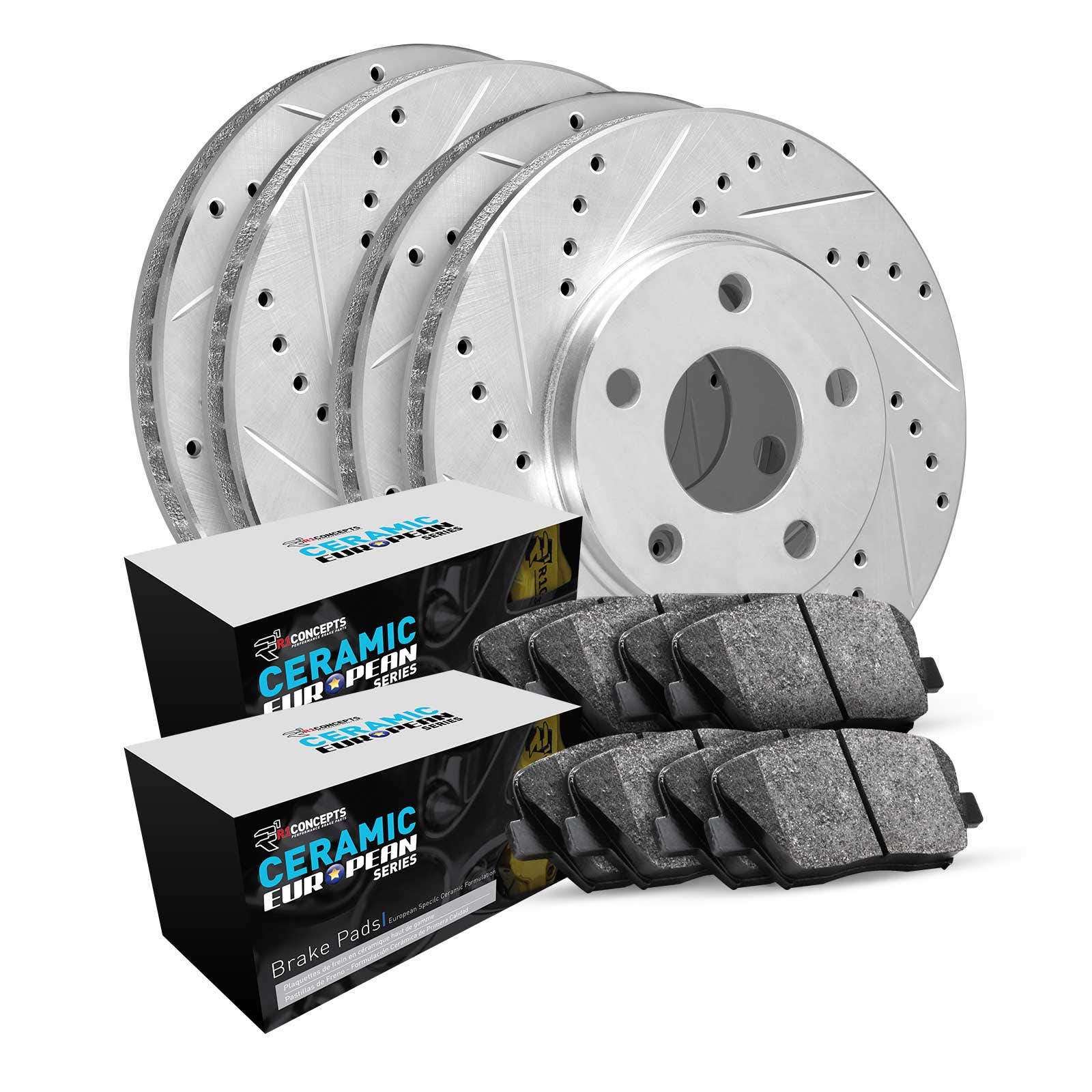R1 Concepts Wgtn2-31036 R1 Brake Rotors - D/S - Silver W/ Euro Ceramic Pads   R1