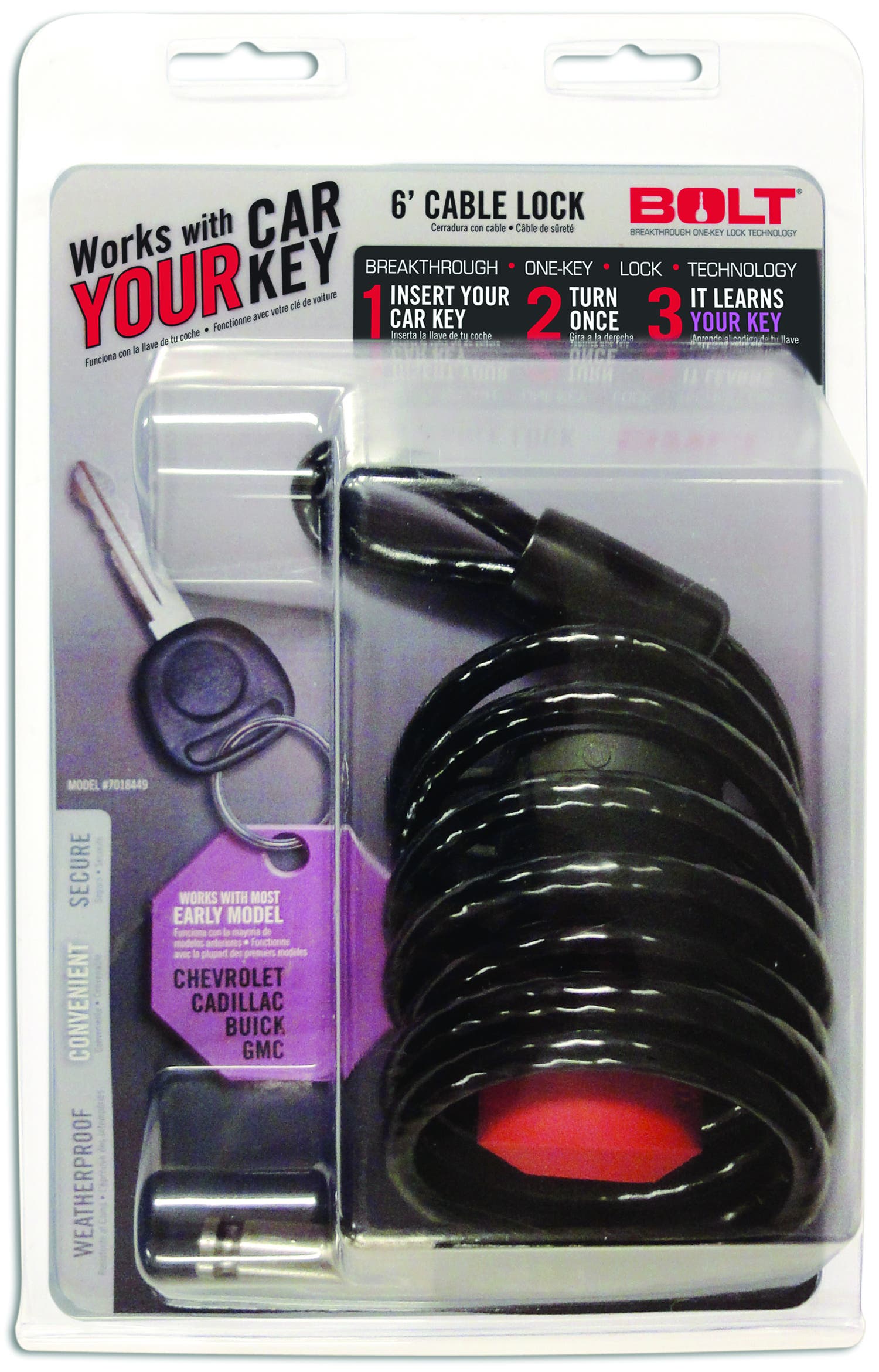 Bolt Lock 7018449 6' Cable Lock For Early Model Chevrolet, Gmc, Hummer, Buick,