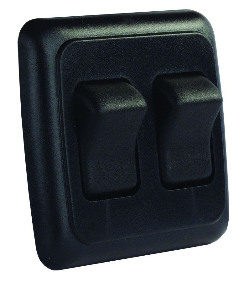 Jr Products 12235 Black Double Spst On-Off Switch With Bezel   Multi Purpose