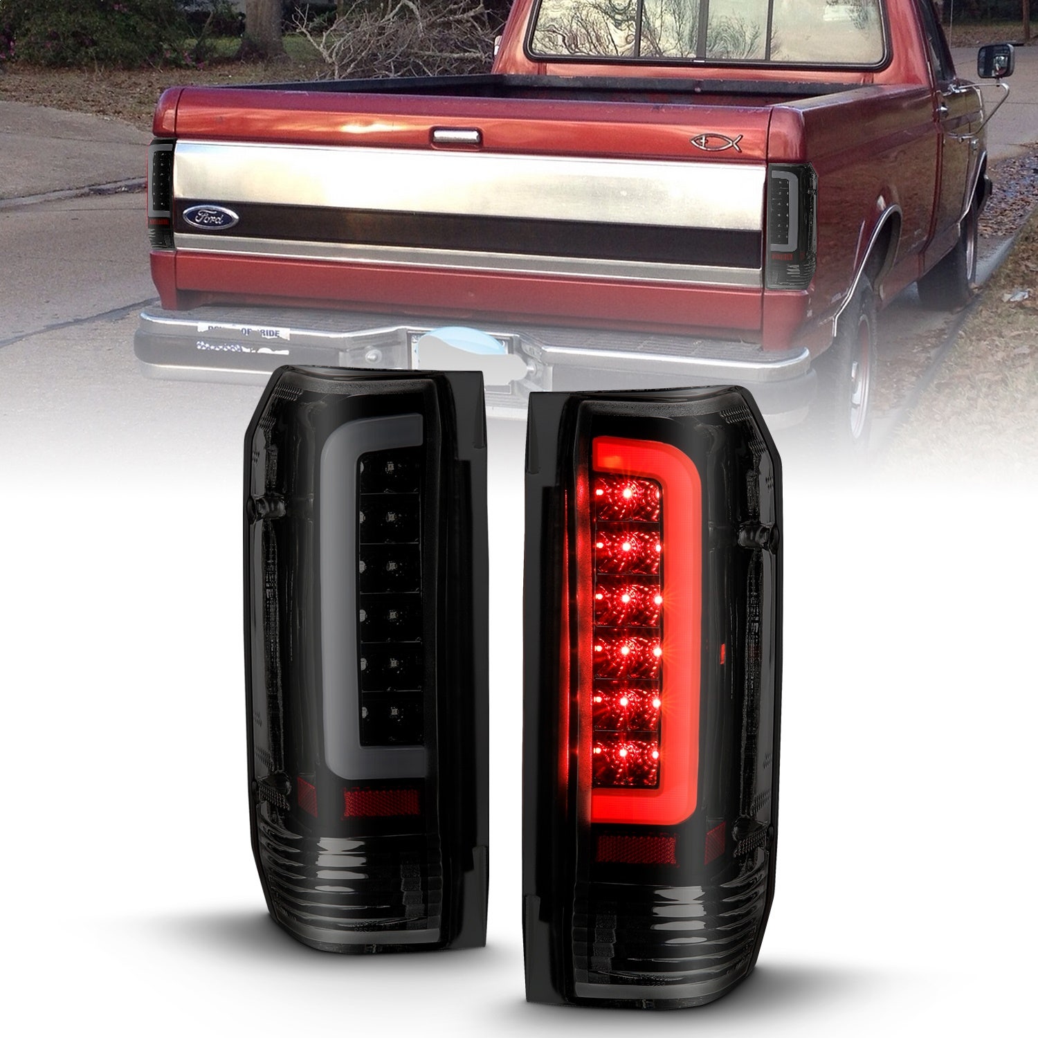 Anzo Usa 311351 Tail Light Assembly Fits 89-96 Bronco F-150 F-250 F-350   Tail
