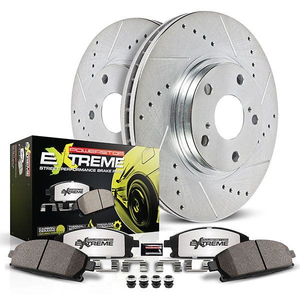 Power Stop K6514-26 Rear Z26 Carbon Fiber Brake Pads With Drilled & Slotted