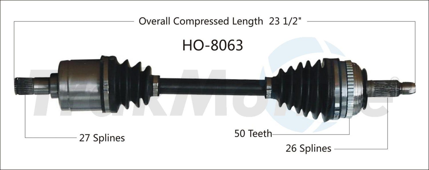 Trakmotive Cv Axle Shaft P/N:Ho-8063  Cv Axle Shaft P/N: