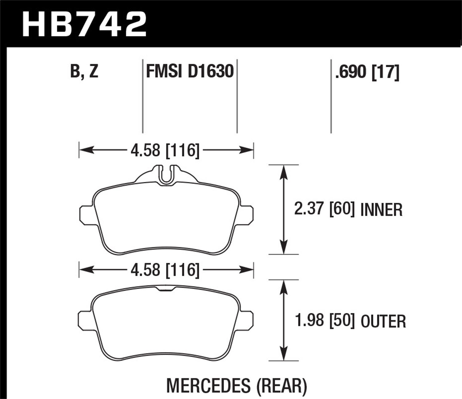 Hawk Performance Hb742b.690 Hps 5.0 Disc Brake Pad   Hps 5.0 Disc Brake Pad