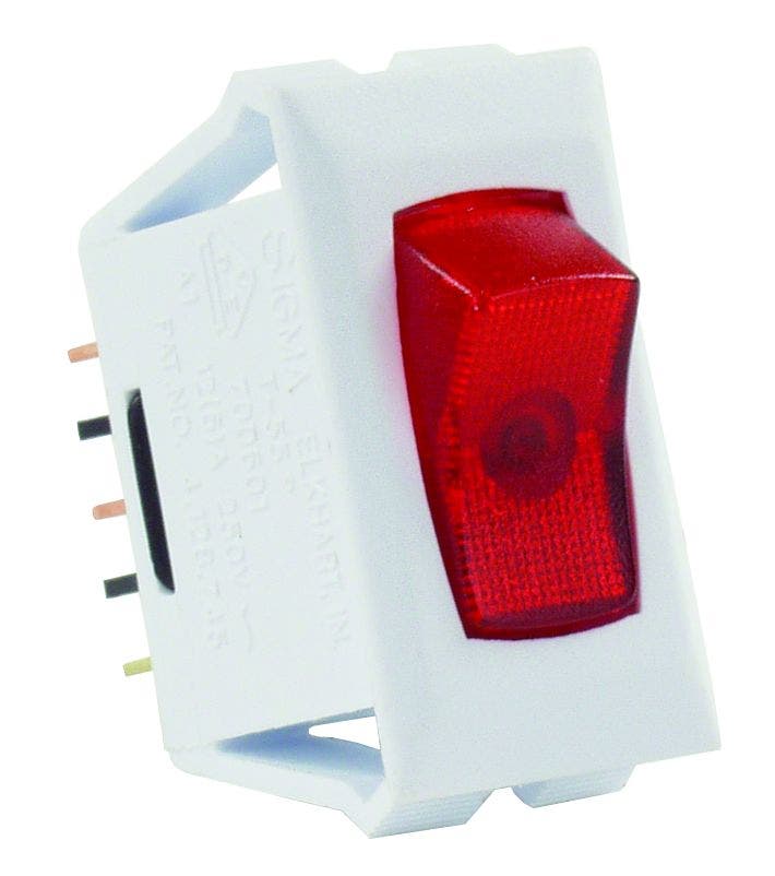 Jr Products 12505 Red/White Spst Illuminated On/Off Switch   Multi Purpose