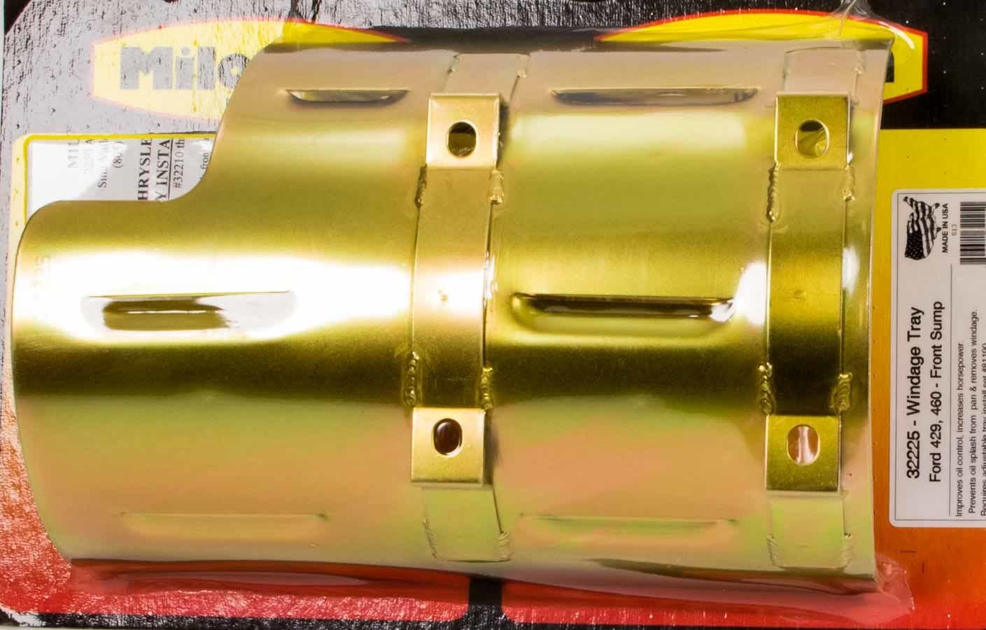 Milodon 32225 Gold Zinc Plated Louver Designed Front Sump Windage Tray For Ford