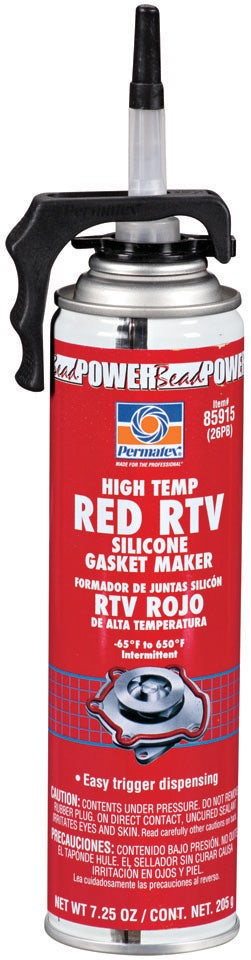 Permatex 85915 High-Temp Red Rtv Silicone Gasket, 7.25 Oz. Powerbead Can