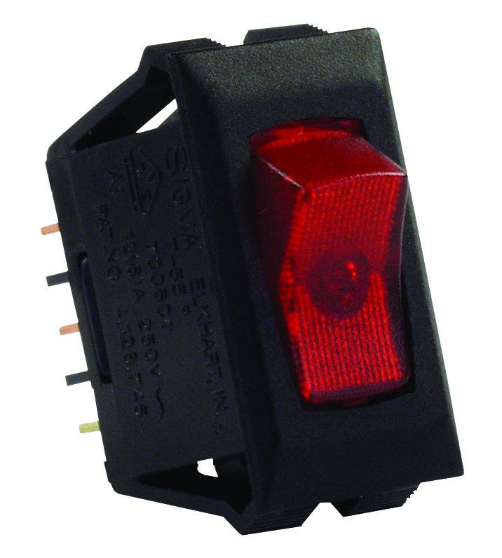 Jr Products 12525 Red/Black Spst Illuminated On/Off Switch   Multi Purpose