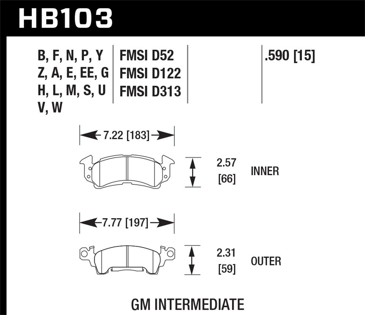 Hawk Performance Hb103b.590 Hps 5.0 Disc Brake Pad   Hps 5.0 Disc Brake Pad