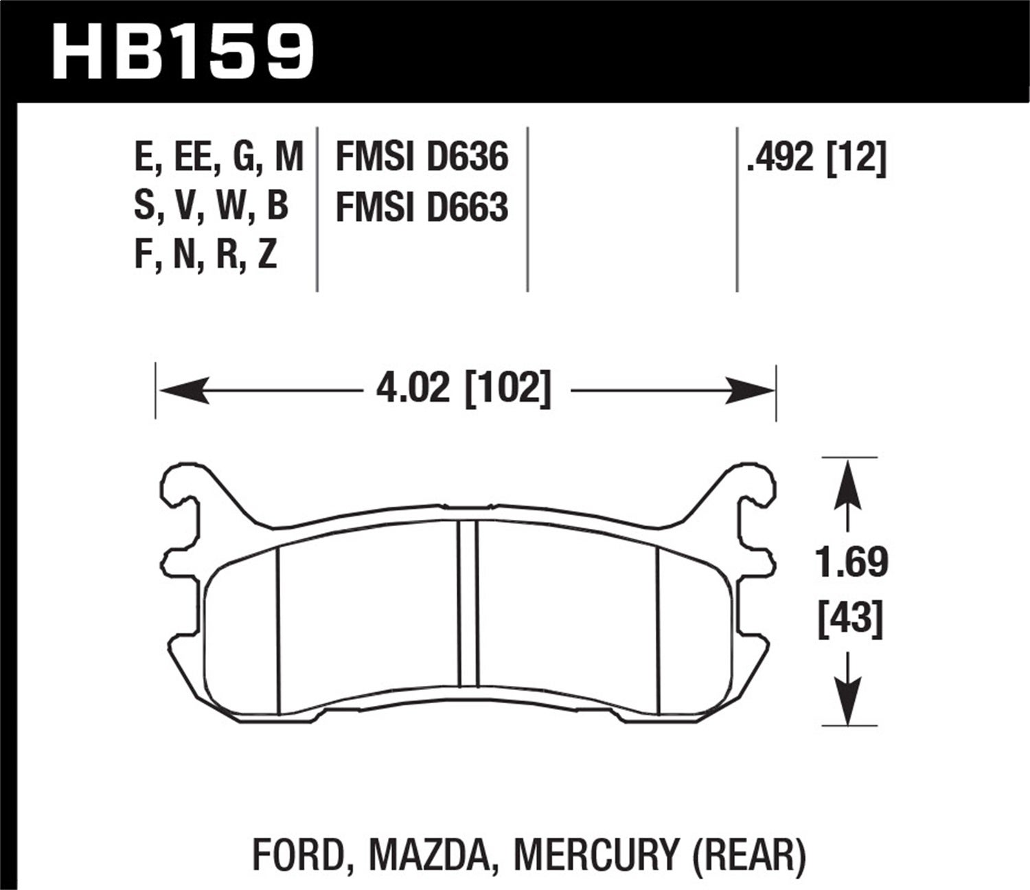 Hawk Performance Hb159b.492 Hps 5.0 Disc Brake Pad   Hps 5.0 Disc Brake Pad
