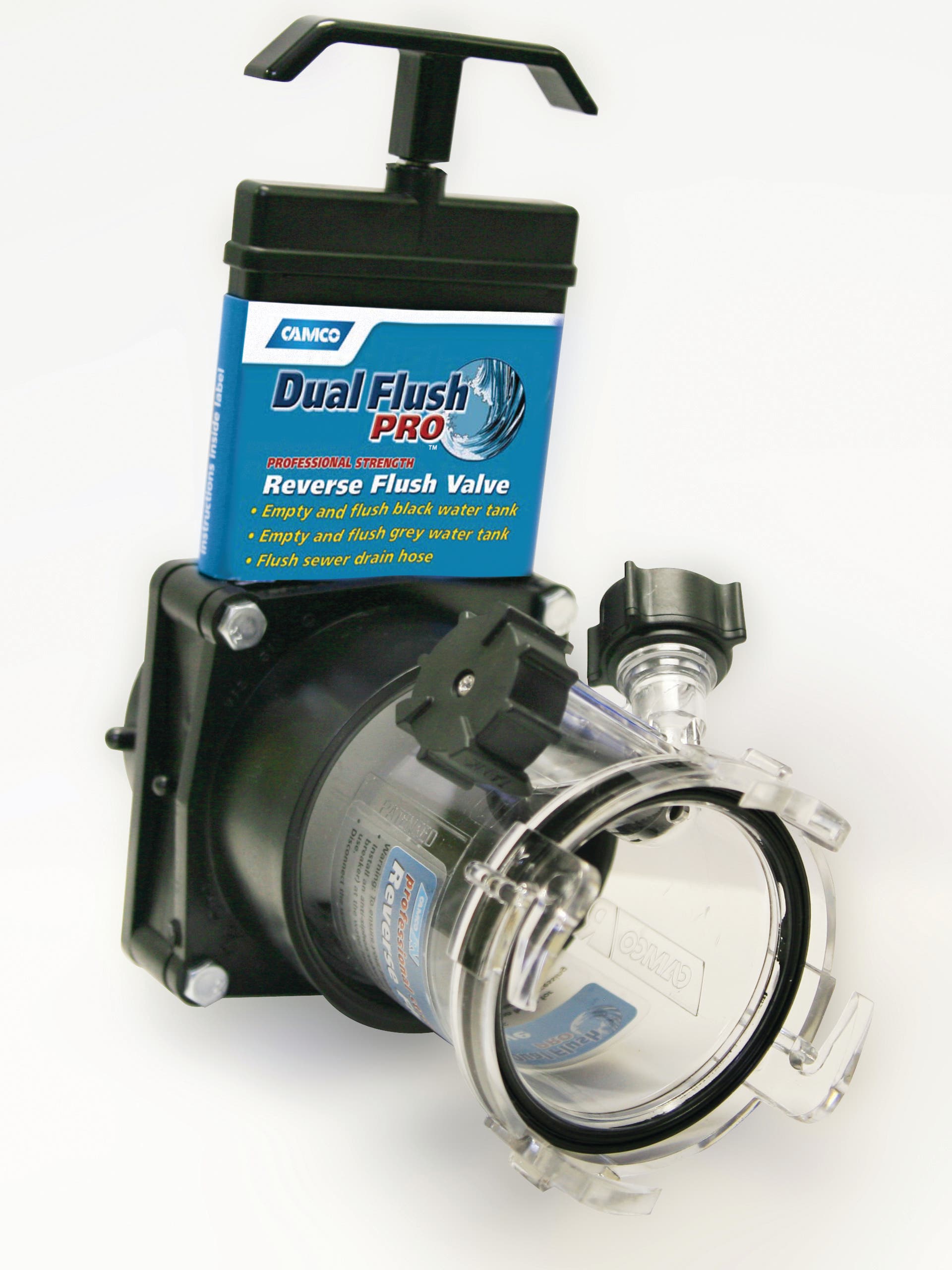 Camco Dual Flush Pro Holding Tank Rinser With Gate Valve- Thoroughly Cleans