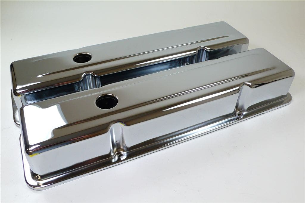 Racing Power R9216 2.62 In. Steel Valve Covers For 1958-1986 Sb Chevy44; Chrome