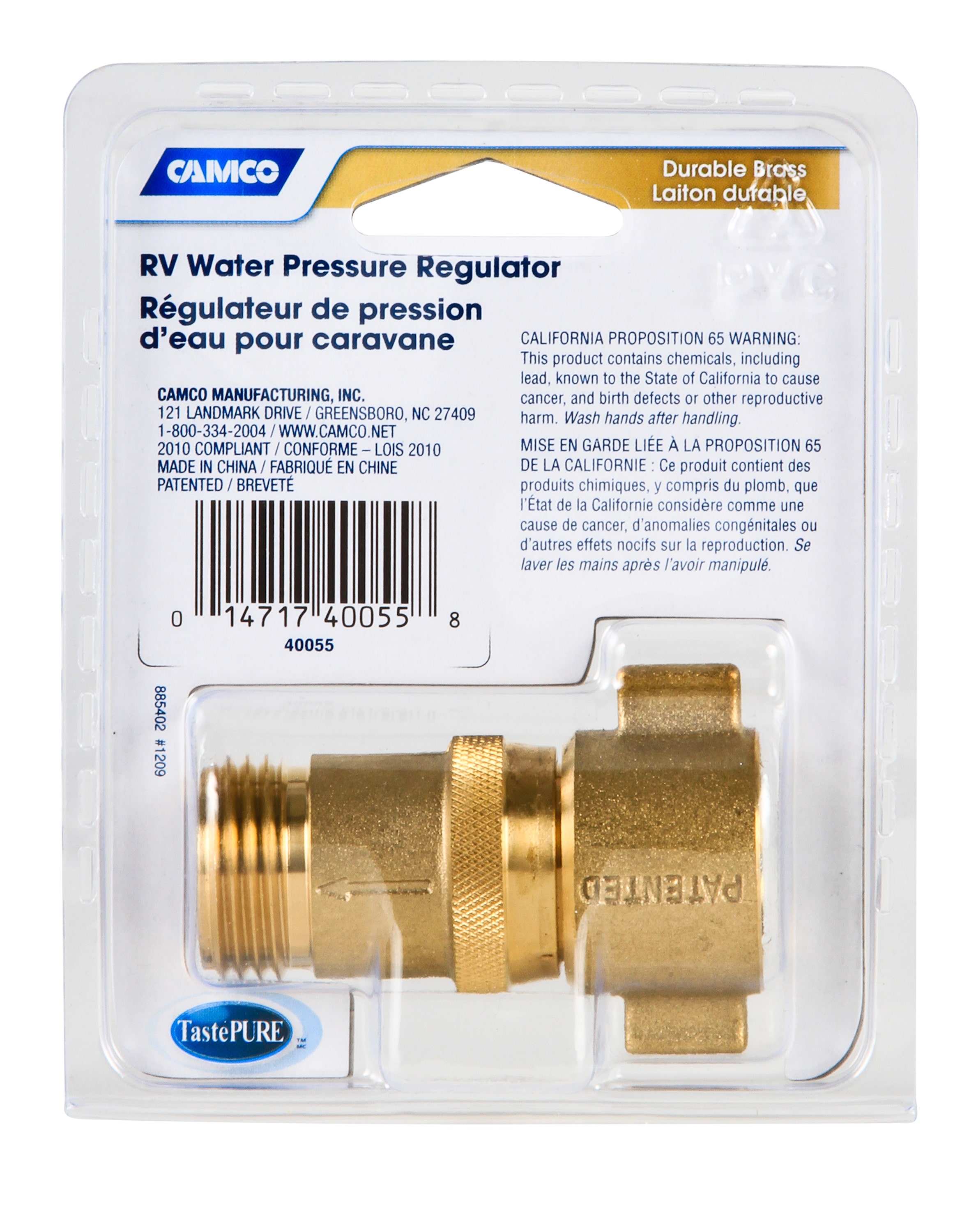 Camco (40055) Rv Brass Inline Water Pressure Regulator- Helps Protect Rv