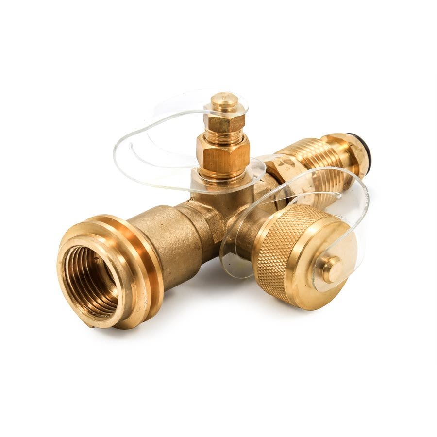Camco Propane Brass 4 Port Tee- Comes With 5Ft And 12Ft Hoses, Allows For