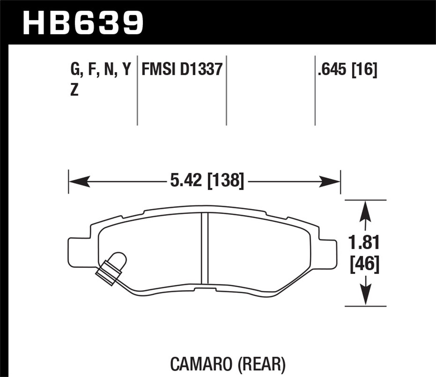 Hawk Performance Hb639n.645 Hp Plus Disc Brake Pad Fits 10-15 Camaro Cts Srx