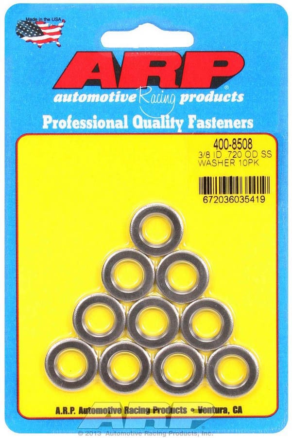 Arp 400-8508 3/8" Id X .720" Od Stainless Steel Flat Washer - 10 Piece Arp  3/8